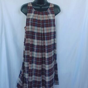 Pink Owl Plaid Satiny Polyester, lined, sleeveless, NWOT